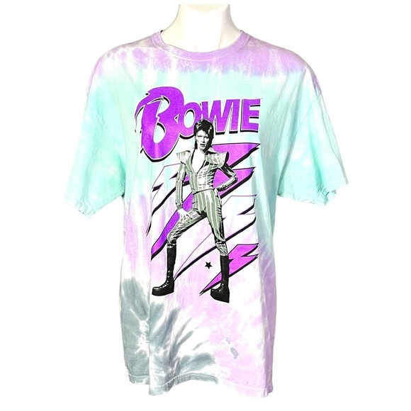 Bowie Graphic Tie Dye T-Shirt Size 2X Purple, Aqua, Gray - Picture 1 of 4